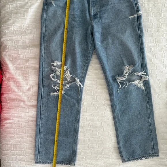AGOLDE 90’s Mid Rise Button Fly Distressed Jeans, Size 31 - Picture 10 of 14